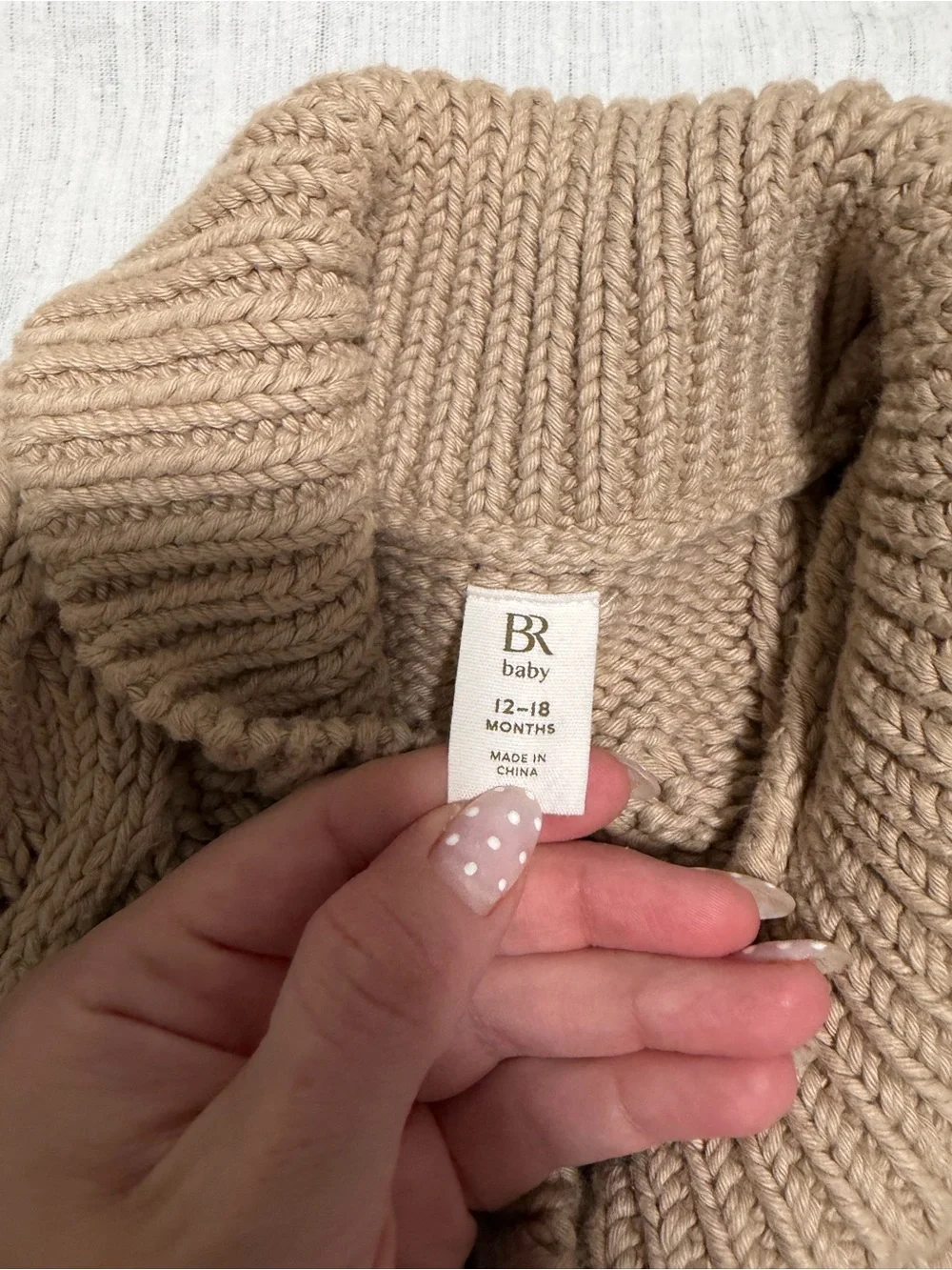 Banana Republic Baby Shawl Collar Cable Knit Cardigan - Beige 12-18 Months